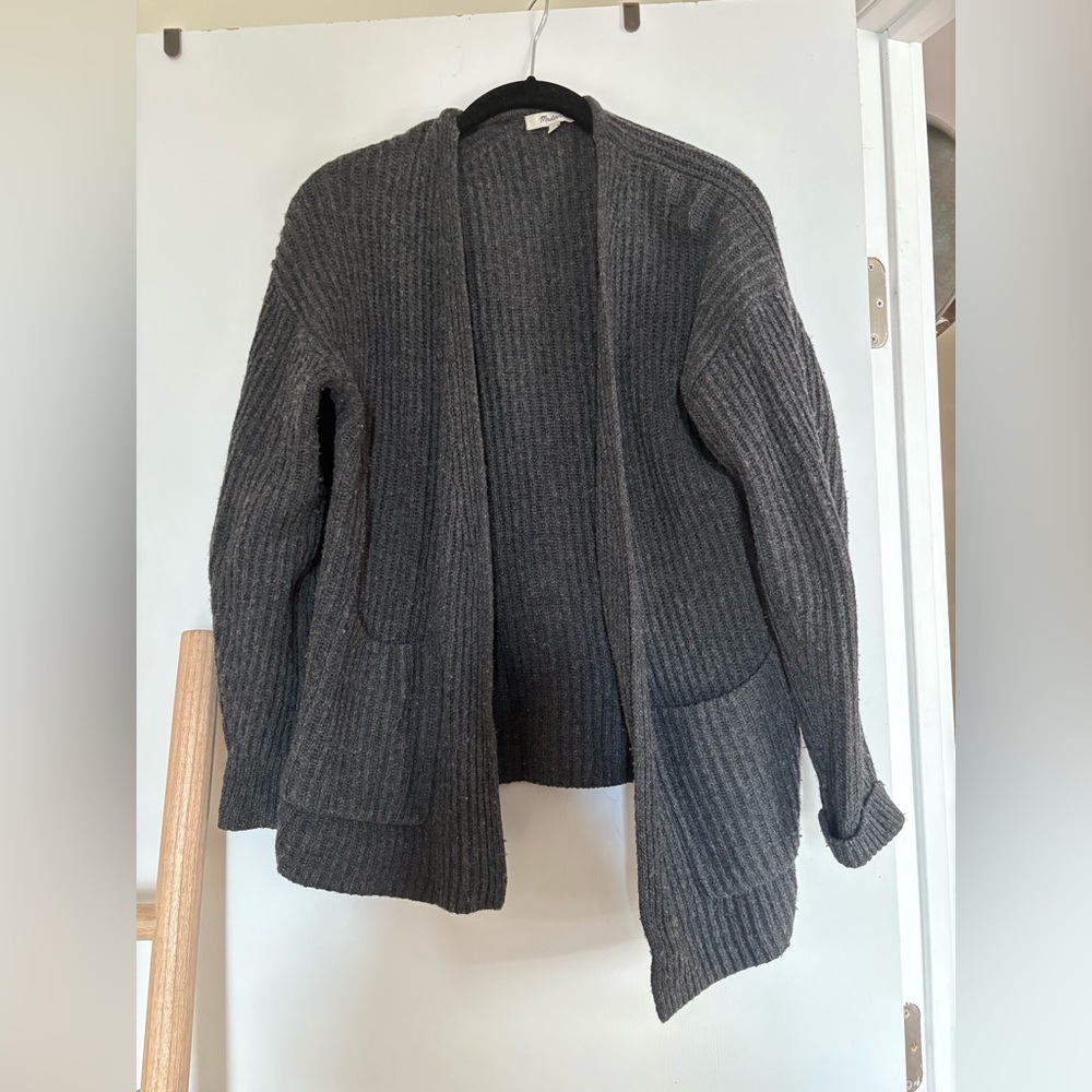 XS madewell dark grey open sweater